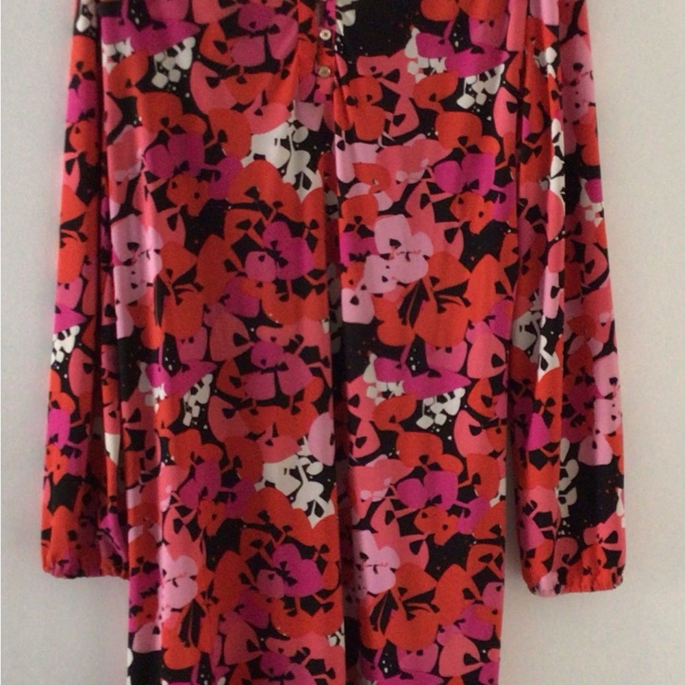 Pappagallo pretty Black, Pink & White floral print, long sleeve Dress. Size L. - Picture 5 of 7